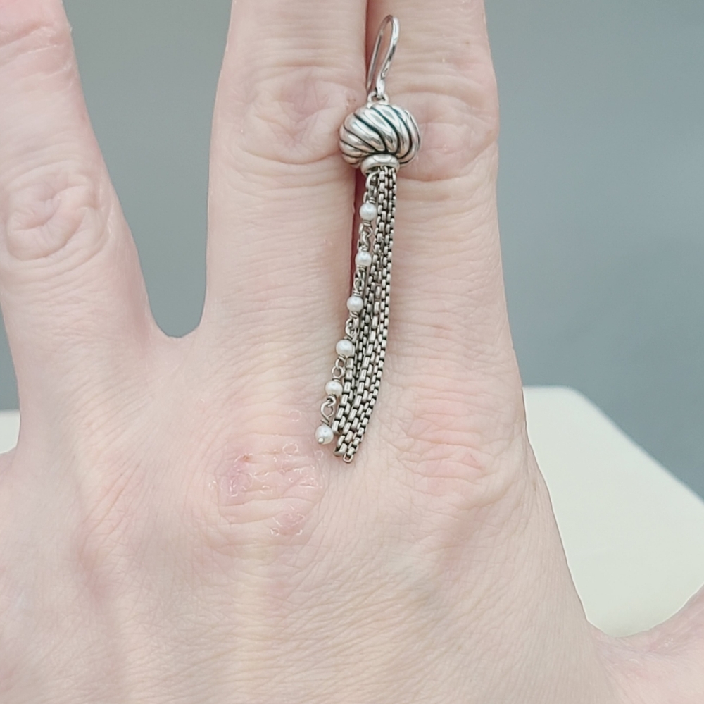 David Yurman Pearl Tassel Drop Earrings - Picture 7 of 7